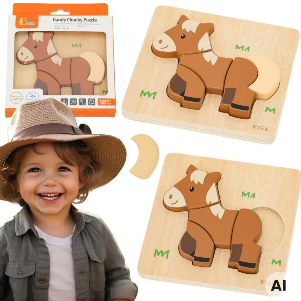 Viga Toys medinė dėlionė Mano draugas arkliukas