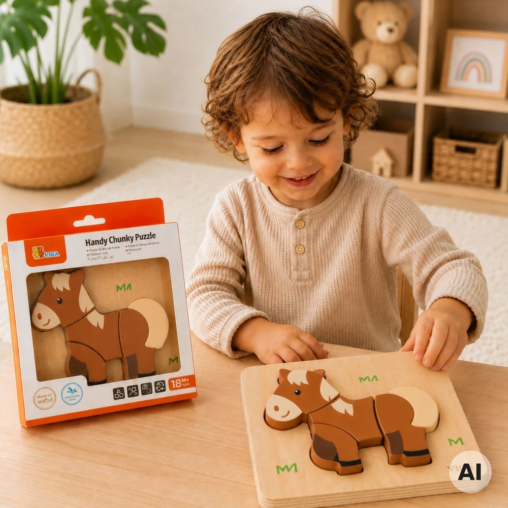 Viga Toys medinė dėlionė Mano draugas arkliukas