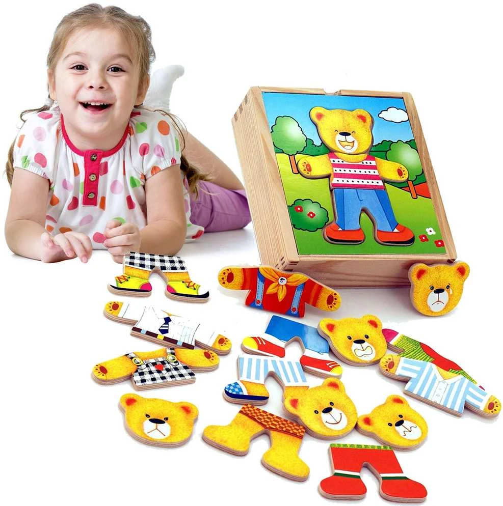 Dėlionė Viga Toys „Viga Wooden Puzzle“ edukacinis galvosūkis su meškiuku