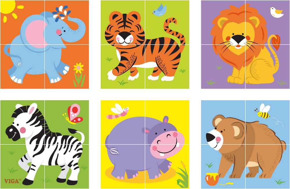 Dėlionė Viga Toys Viga Wooden Zoo Puzzle 4 Pieces