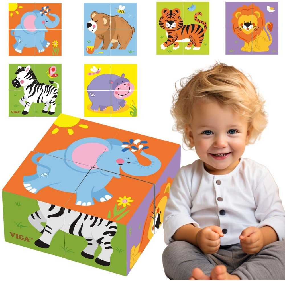 Dėlionė Viga Toys Viga Wooden Zoo Puzzle 4 Pieces