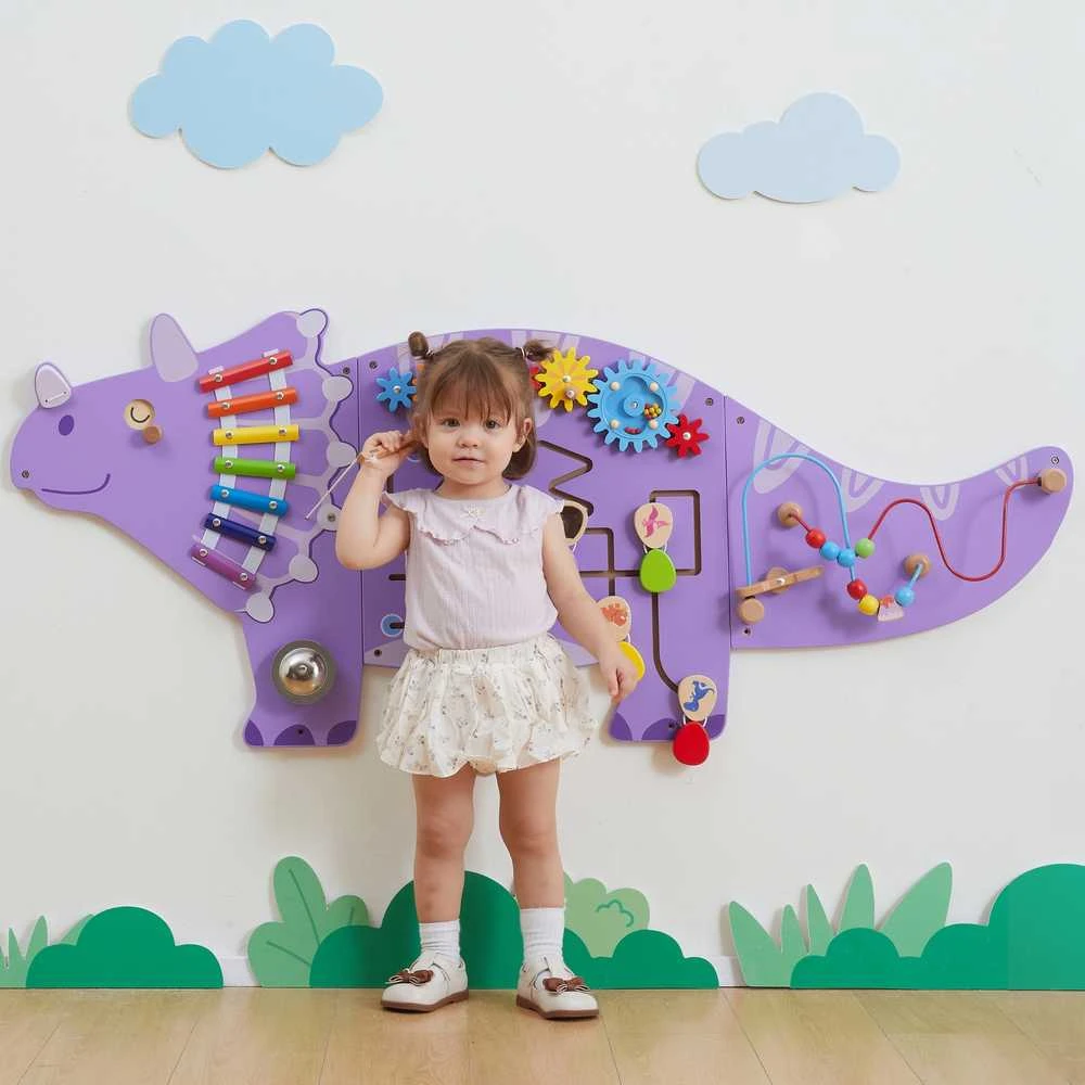 Viga Toys Viga Žaislai Medinė Manipuliacinė Lenta Triceratops