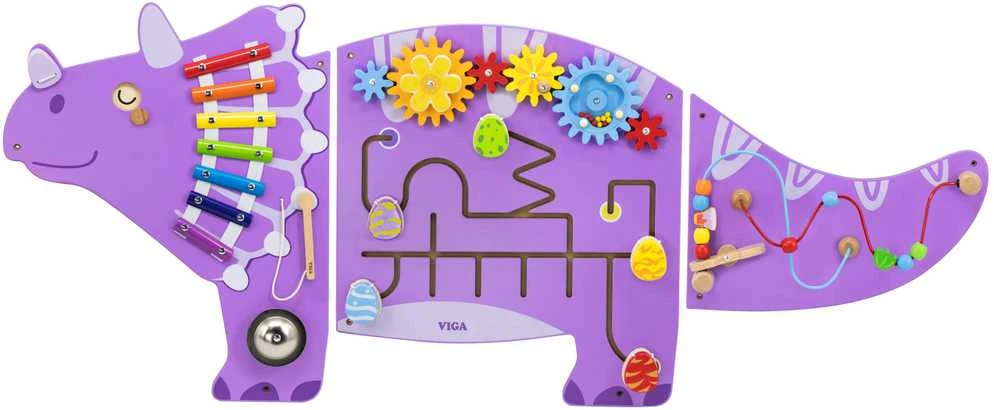 Viga Toys Viga Žaislai Medinė Manipuliacinė Lenta Triceratops