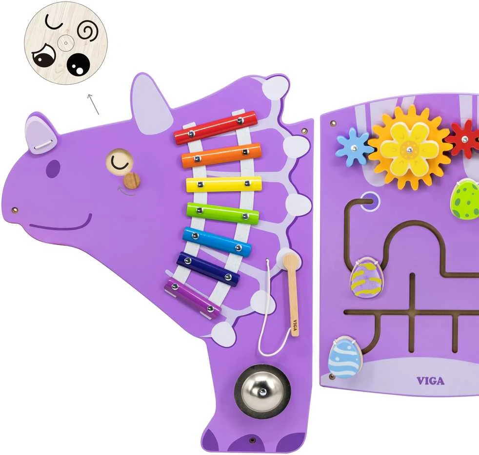 Viga Toys Viga Žaislai Medinė Manipuliacinė Lenta Triceratops