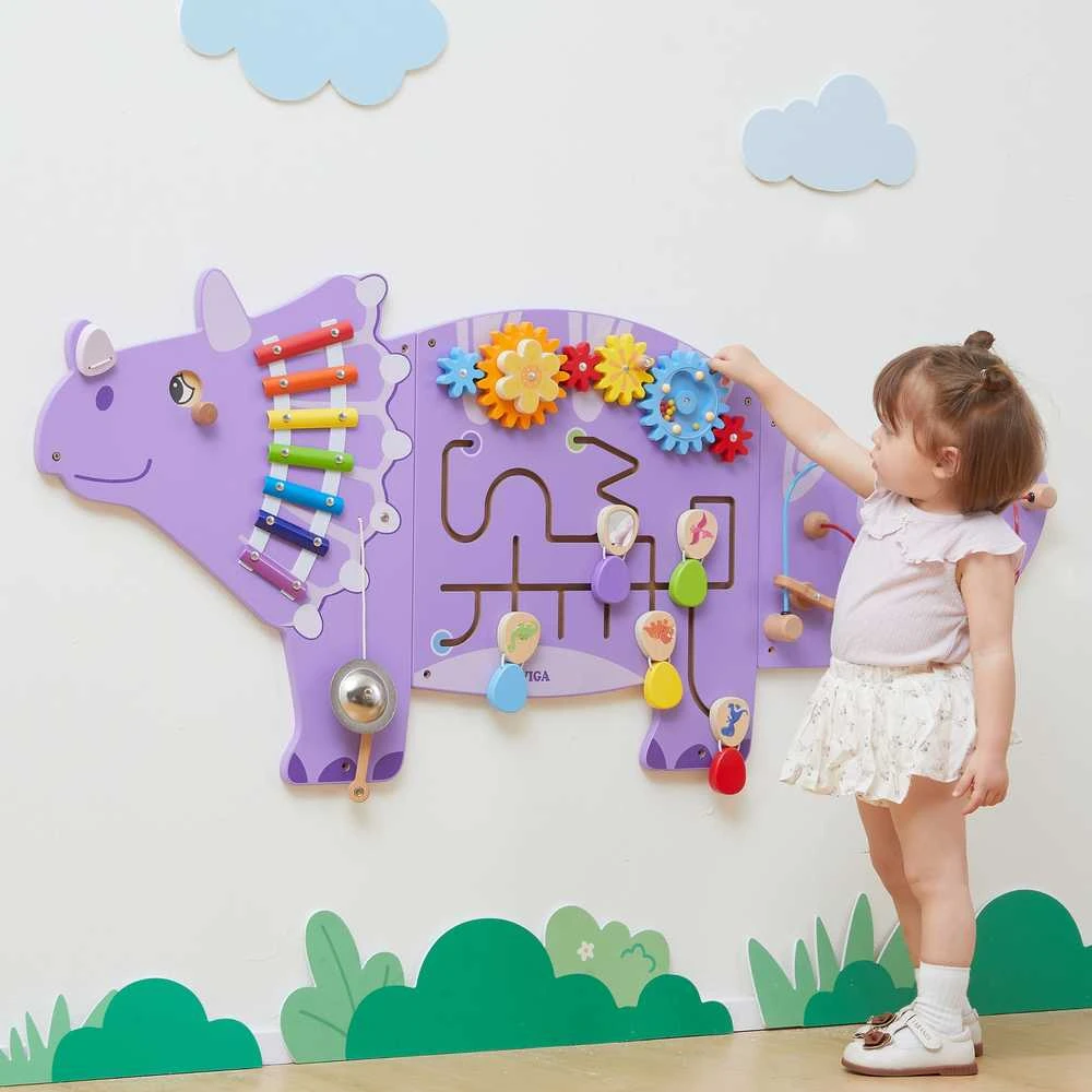 Viga Toys Viga Žaislai Medinė Manipuliacinė Lenta Triceratops