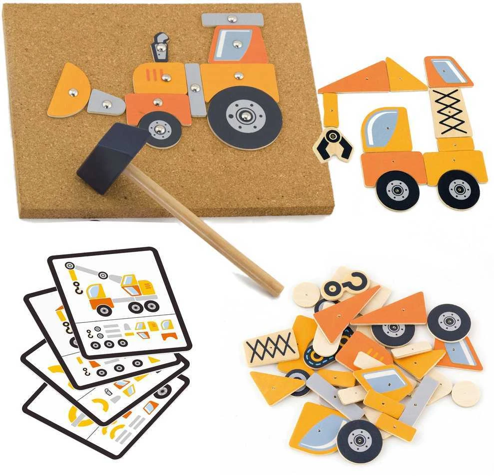 Viga Toys Medinė Priešpaskaita Statybos Transportas 45 Elementai