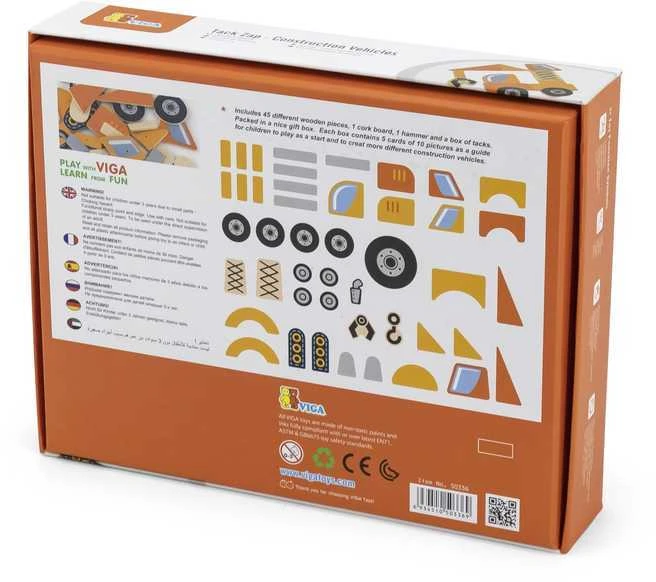 Viga Toys Medinė Priešpaskaita Statybos Transportas 45 Elementai