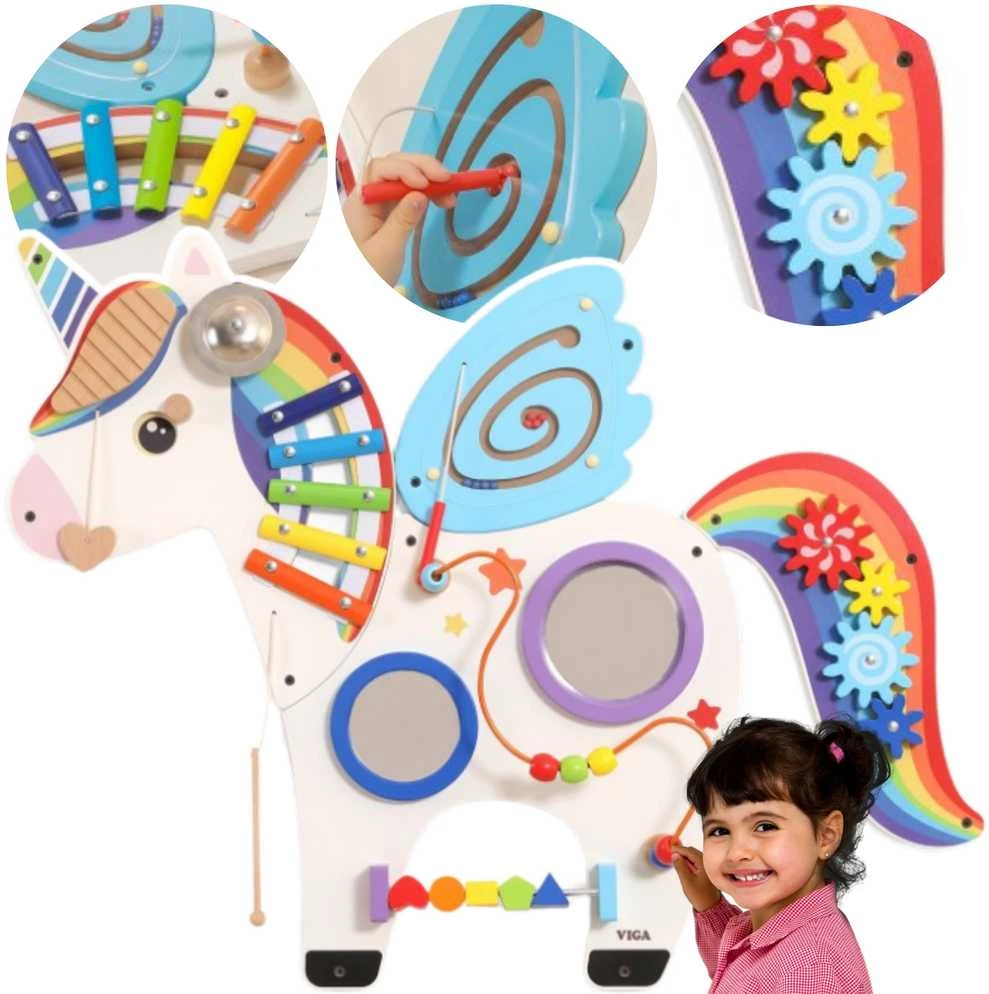 Viga Toys Viga Medinė Sensorinė Manipuliacinė Lentelė Vienaragis FSC Sertifikuota Montessori