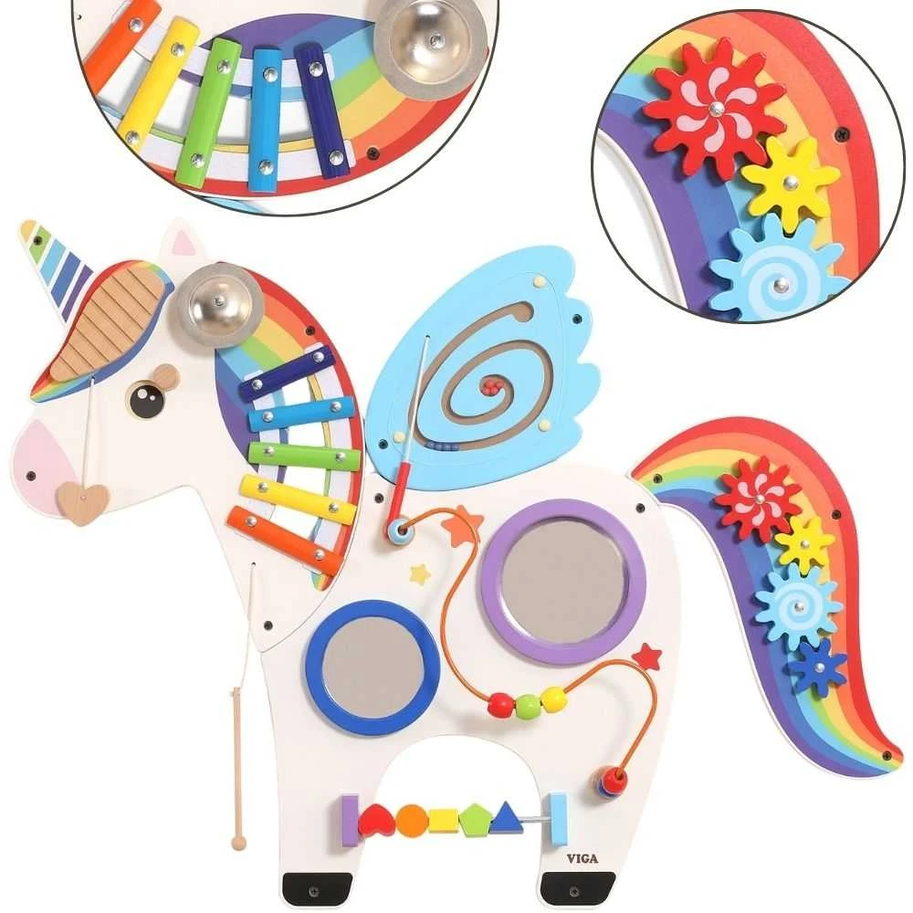 Viga Toys Viga Medinė Sensorinė Manipuliacinė Lentelė Vienaragis FSC Sertifikuota Montessori