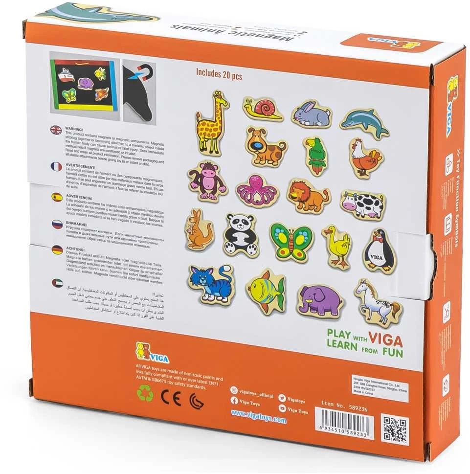 Viga Toys VIGA Wooden Magnets Animals set of 20 pieces