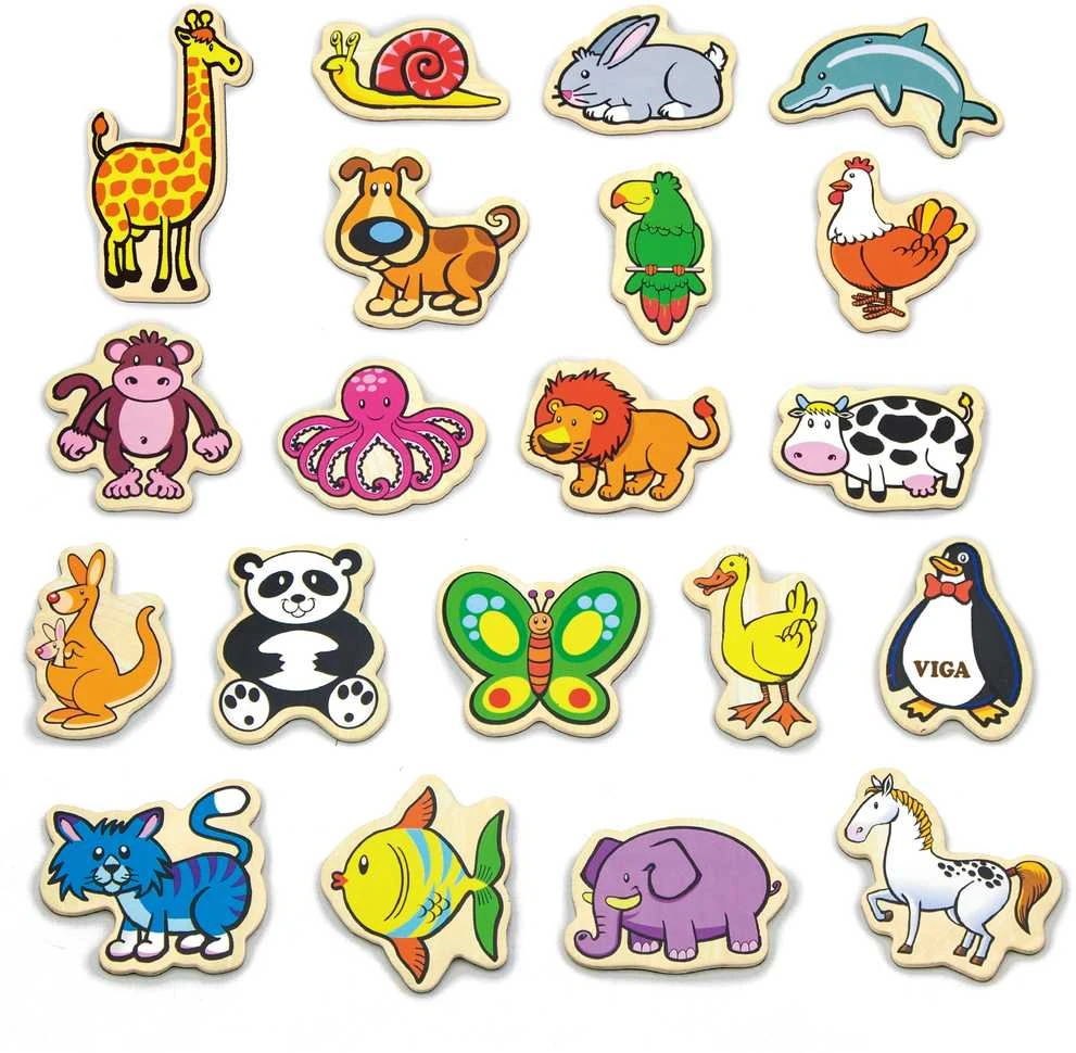 Viga Toys VIGA Wooden Magnets Animals set of 20 pieces
