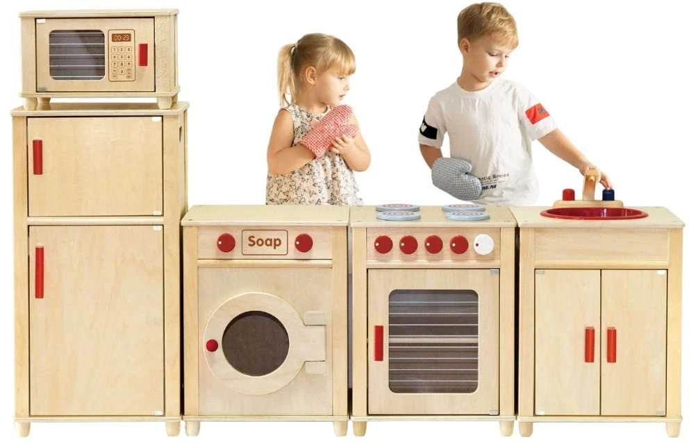 Viga Toys VIGA medinis didžiulis natūralus virtuvės komplektas, sertifikuotas FSC