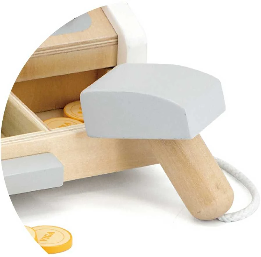 Viga Toys VIGA Medinė kasa parduotuvė pilkai balta