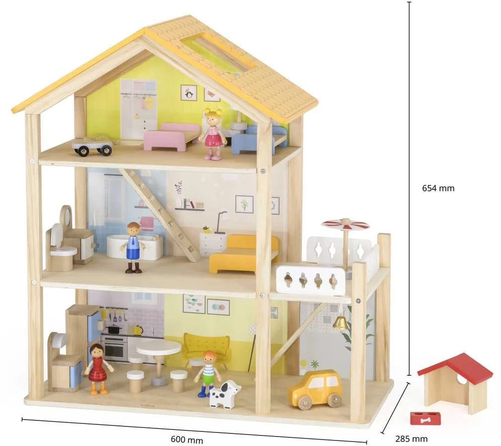 Viga Toys Medinis lėlių namas VIGA