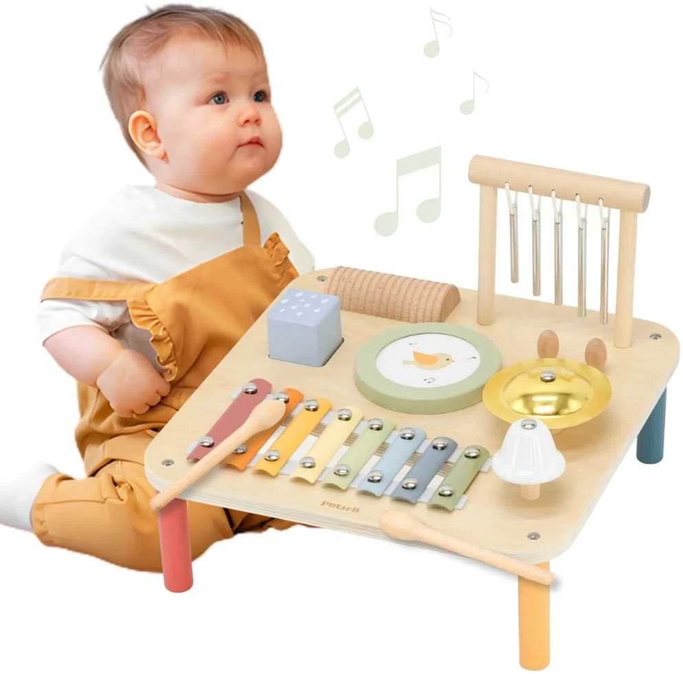 Viga medinis edukacinis muzikinis sensorinis stalas 7 in 1