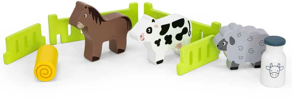 Viga Toys Viga 44680 Medinis traktorius su priekaba ir gyvūnais