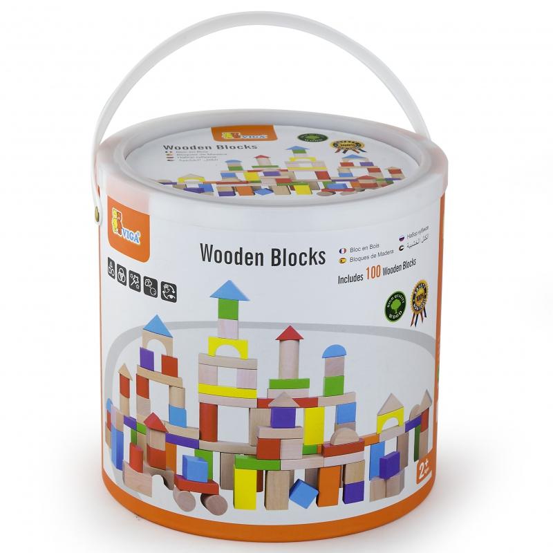 Viga Toys Viga Žaislai Viga 59697 Medinės kaladėlės -100 elementų