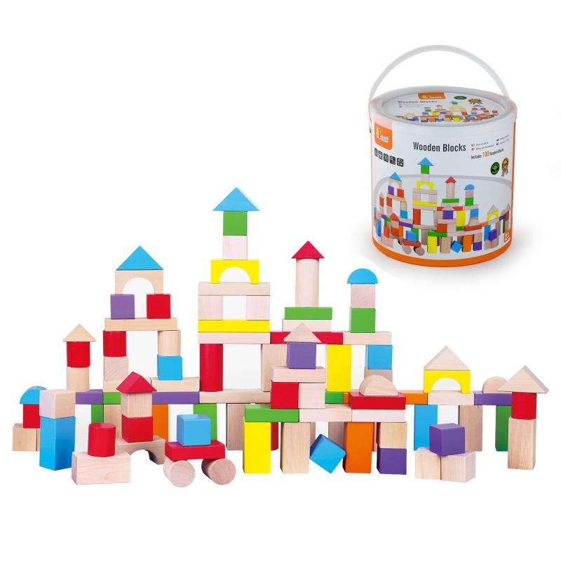 Viga Toys Viga Žaislai Viga 59697 Medinės kaladėlės -100 elementų