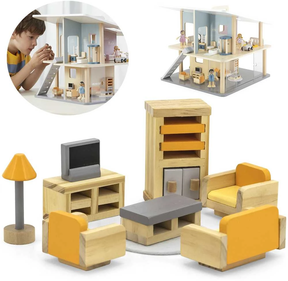 Viga Toys VIGA PolarB Dollhouse Furniture Set Living Room