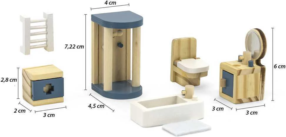 Viga Toys VIGA PolarB Dollhouse Bathroom Furniture Set