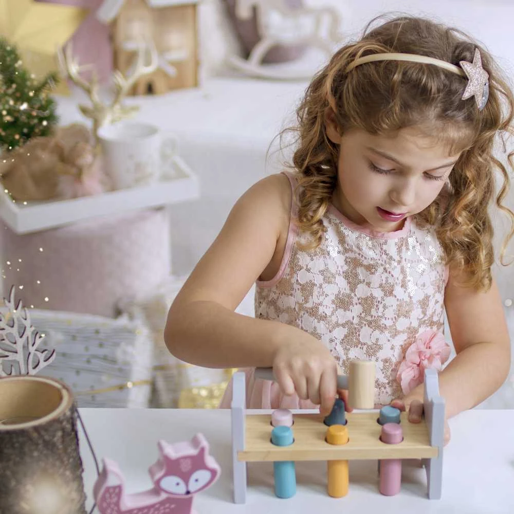 Viga medinis suolelis, baudžiantis alkį plaktuku - „Polarb Montessori“