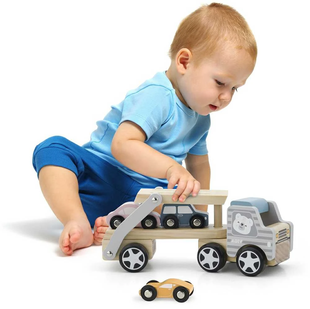 VIGA Medinė automobilių pervežimo priemonė su automobiliukais