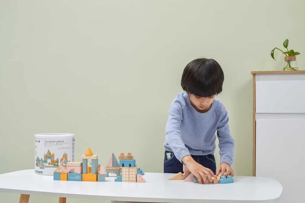 „Viga Polarb“ mediniai blokai Miesto blokai 50 Montessori elementų