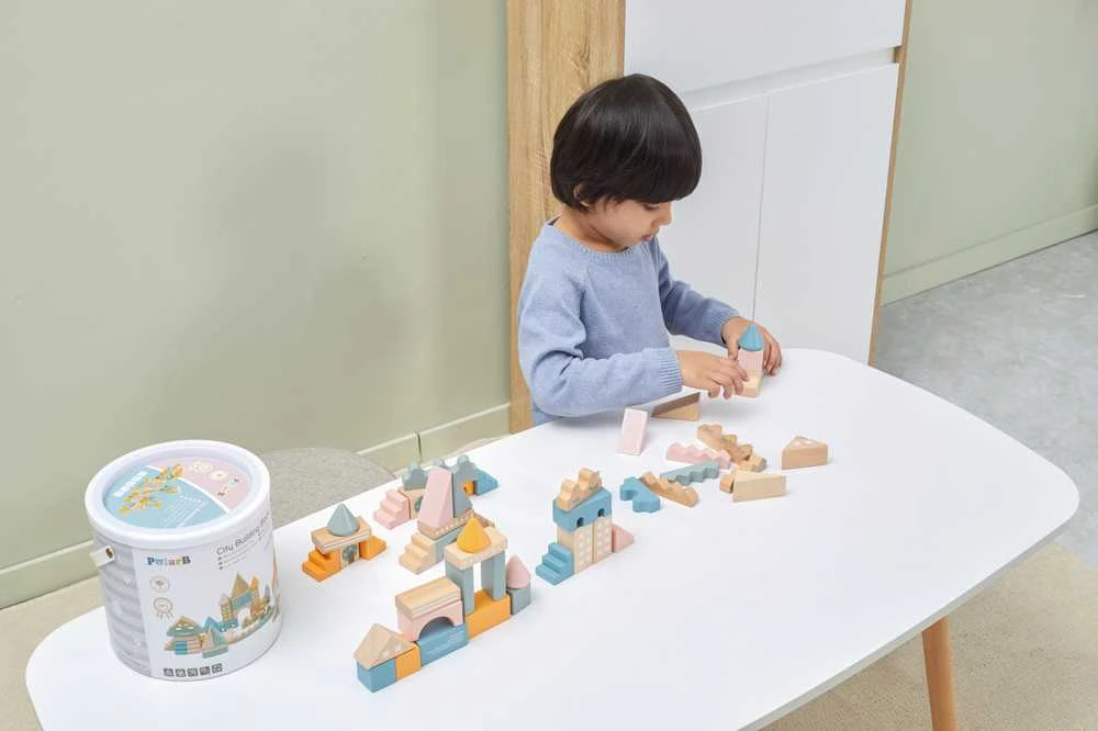 „Viga Polarb“ mediniai blokai Miesto blokai 50 Montessori elementų