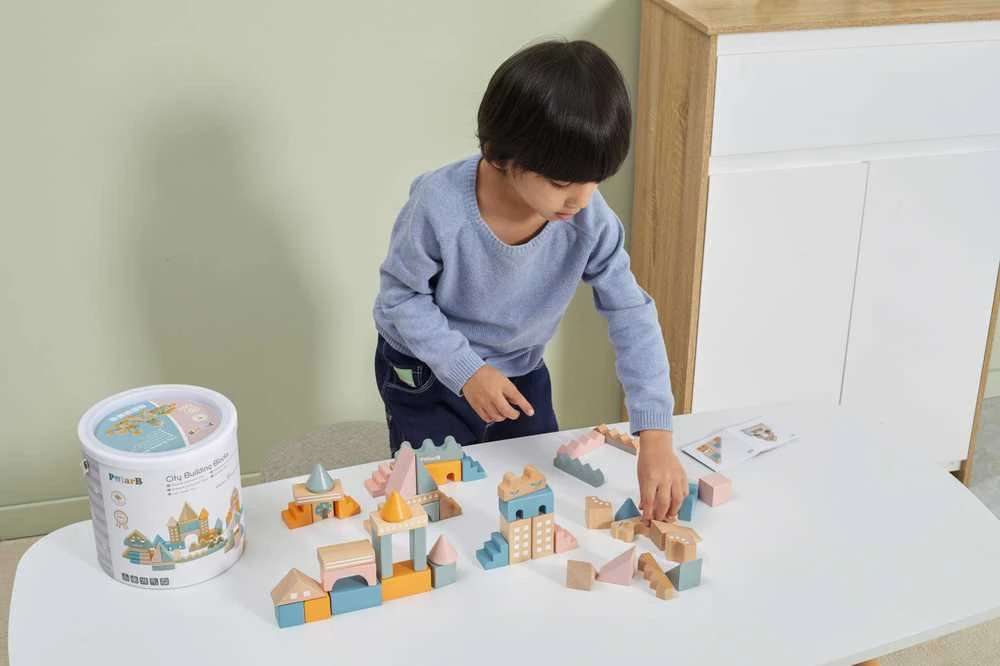 „Viga Polarb“ mediniai blokai Miesto blokai 50 Montessori elementų