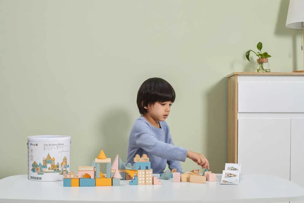 „Viga Polarb“ mediniai blokai Miesto blokai 50 Montessori elementų