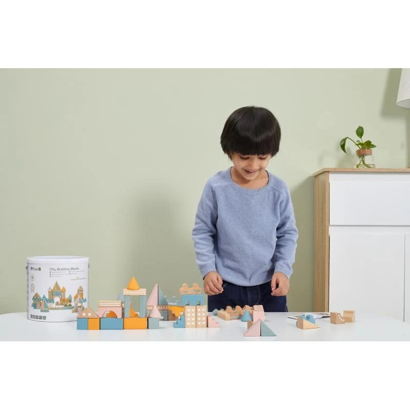 „Viga Polarb“ mediniai blokai Miesto blokai 50 Montessori elementų