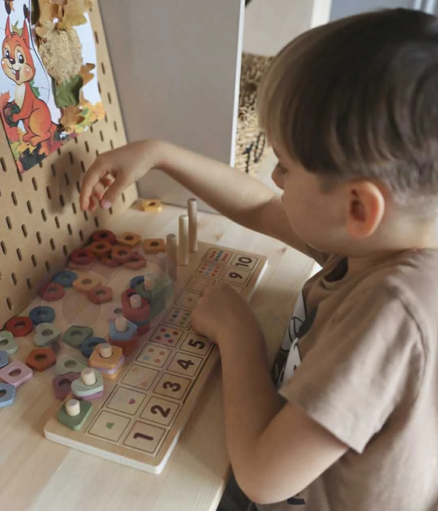 Dėlionė Viga Toys „Viga Polarb“ medinis „Abacus Sorter“ mokymosi numeriai Montessori