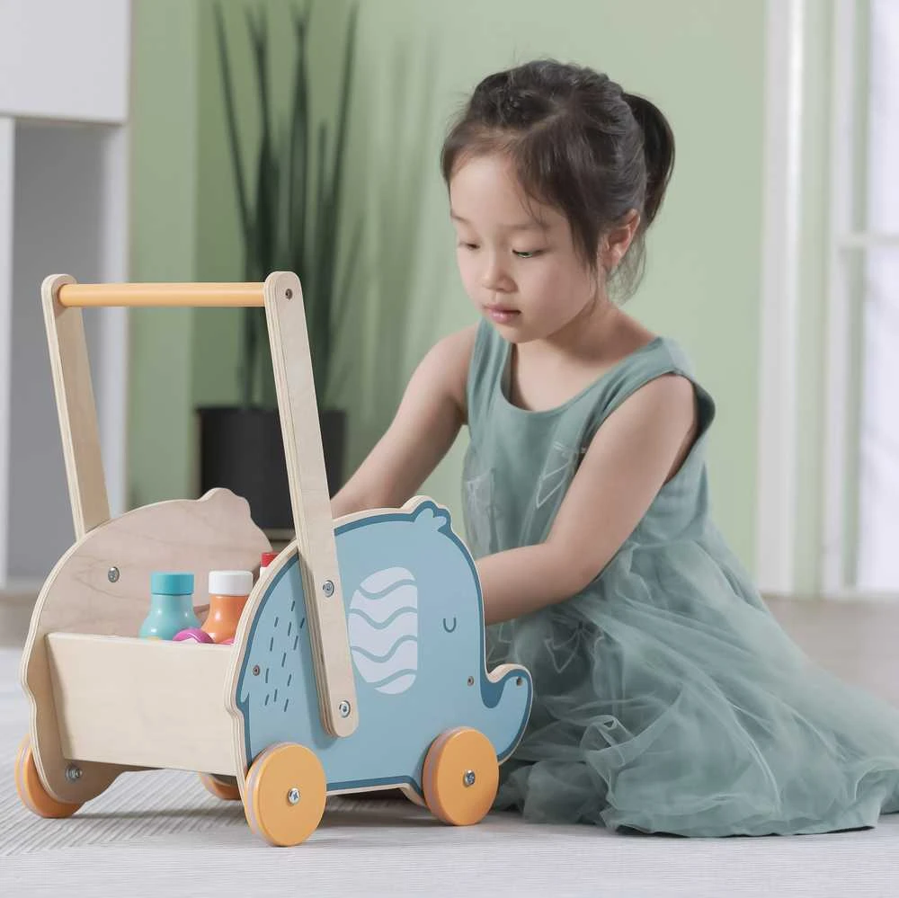 Viga Toys VIGA PolarB Wooden 2-in-1 Stroller, Walker, Elephant