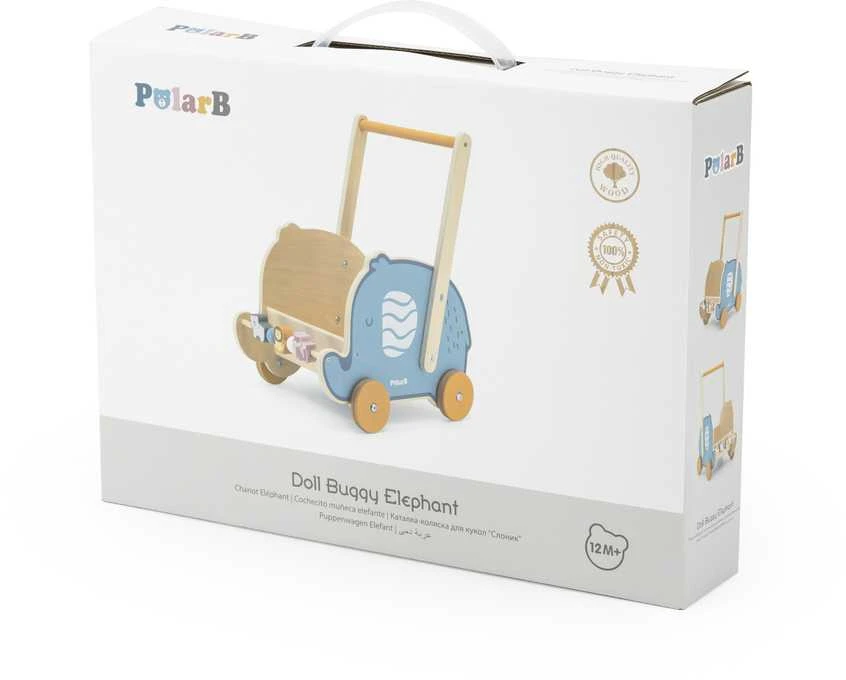 Viga Toys VIGA PolarB Wooden 2-in-1 Stroller, Walker, Elephant