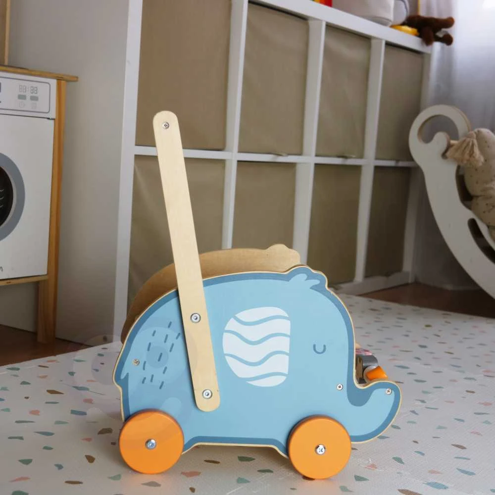 Viga Toys VIGA PolarB Wooden 2-in-1 Stroller, Walker, Elephant