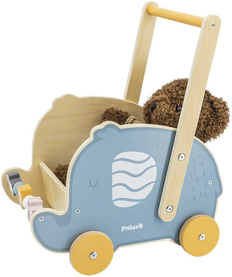 Viga Toys VIGA PolarB Wooden 2-in-1 Stroller, Walker, Elephant