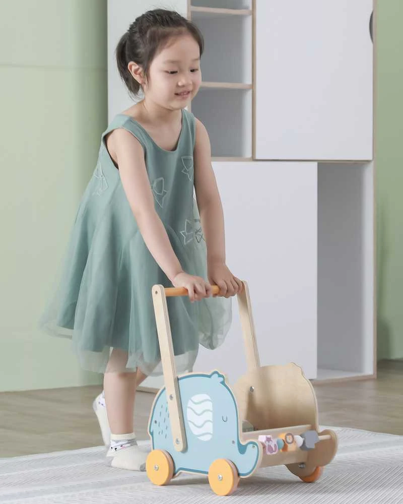 Viga Toys VIGA PolarB Wooden 2-in-1 Stroller, Walker, Elephant