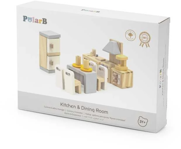 Viga Toys VIGA PolarB Dollhouse Furniture Set Kitchen Dining Room