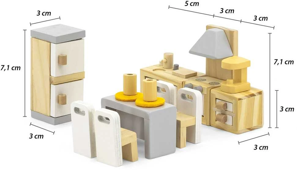 Viga Toys VIGA PolarB Dollhouse Furniture Set Kitchen Dining Room