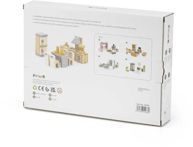 Viga Toys VIGA PolarB Dollhouse Furniture Set Kitchen Dining Room