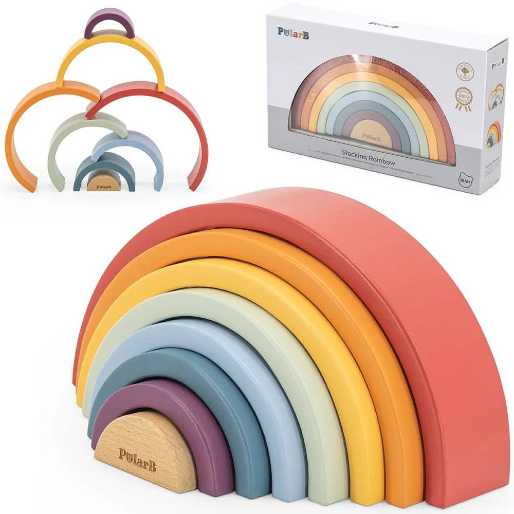Viga Toys VIGA Medinė Tęcza Dėlionė Klockai Montessori
