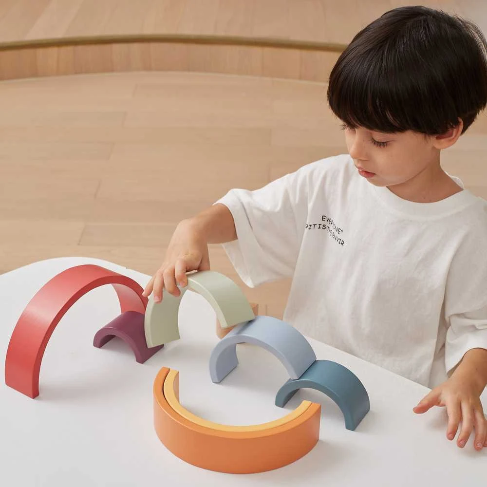Viga Toys VIGA Medinė Tęcza Dėlionė Klockai Montessori