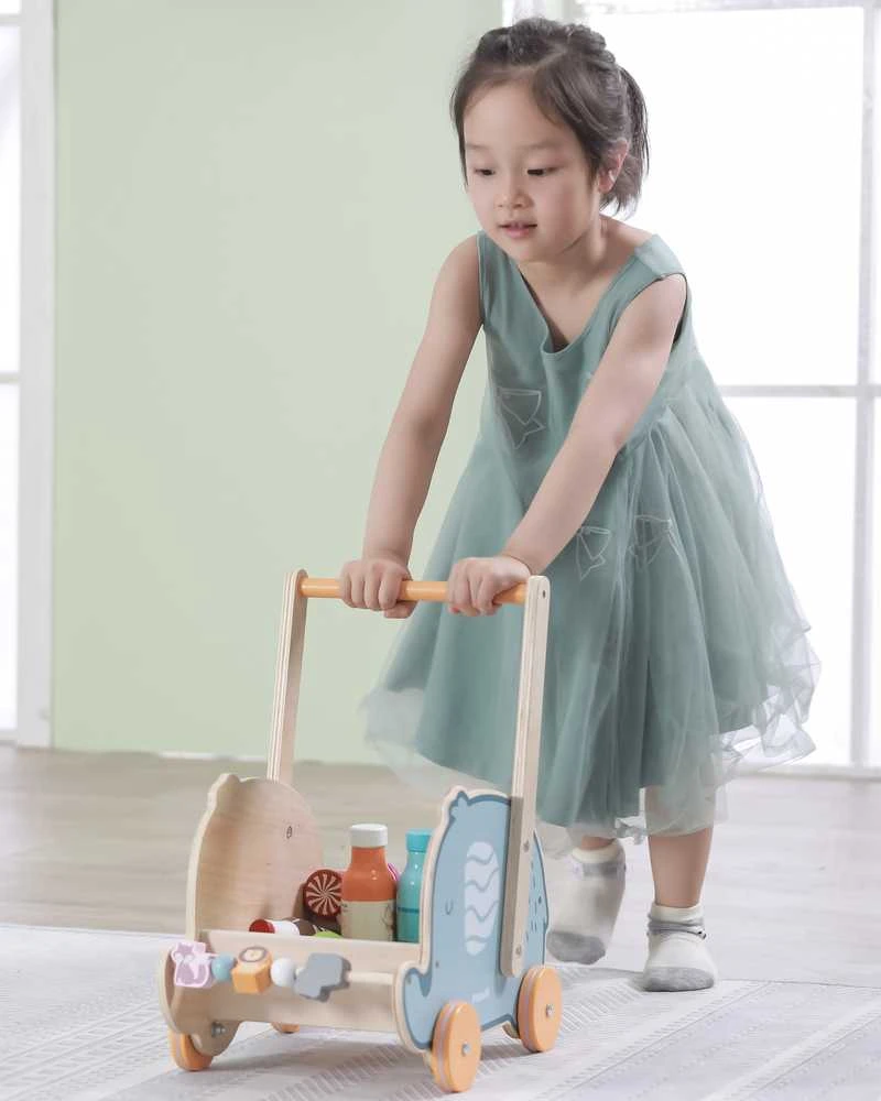 Viga Toys VIGA PolarB Wooden 2-in-1 Stroller, Walker, Elephant