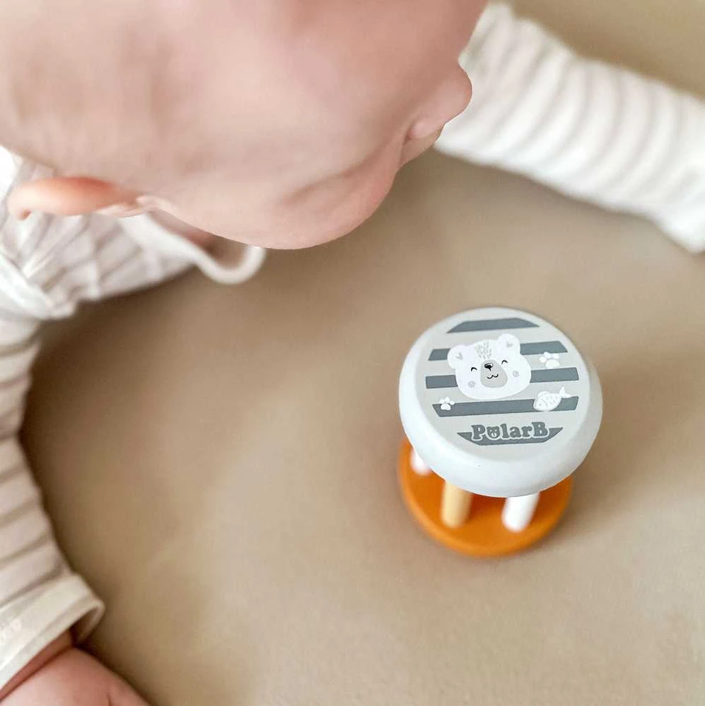 Viga Toys Viga Kūdikio medinis barškutis su gyvūnu drambliuku 1 vnt., melsvai žalsvas