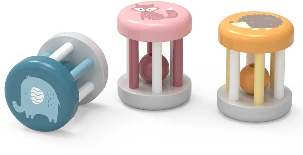 Viga Toys Viga Kūdikio medinis barškutis su gyvūnu drambliuku 1 vnt., melsvai žalsvas