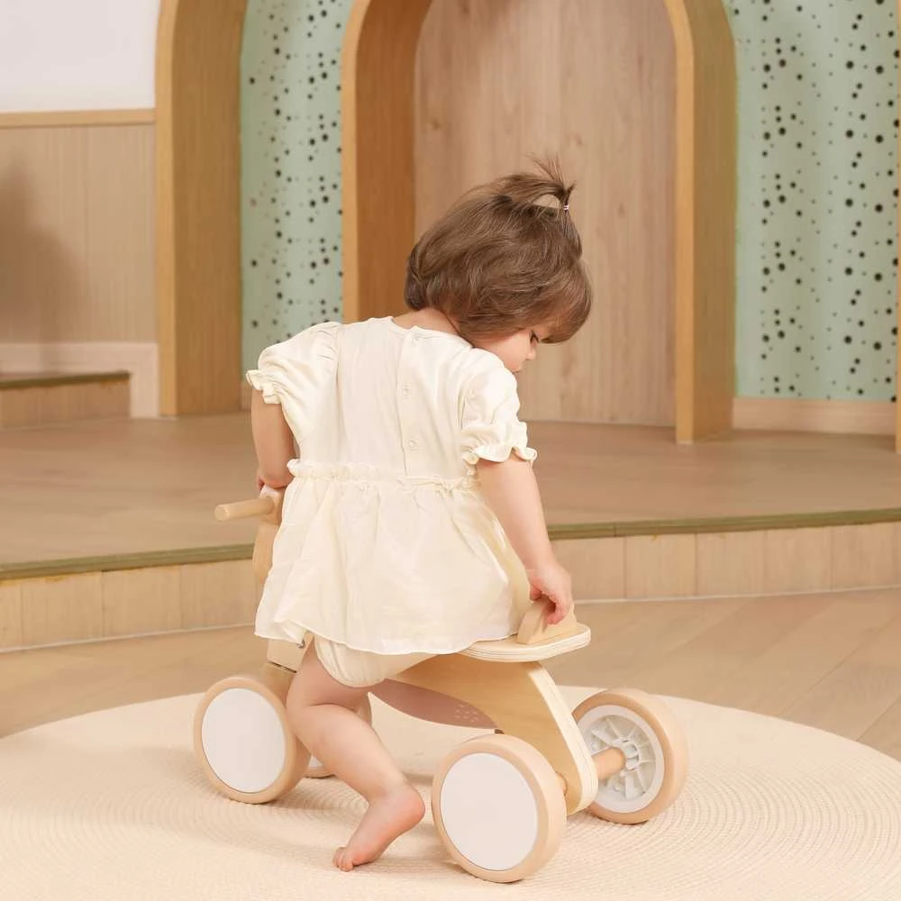 Viga Toys Medinis triratukas Rudas meškiukas su minkštais ratukais VIGA PolarB