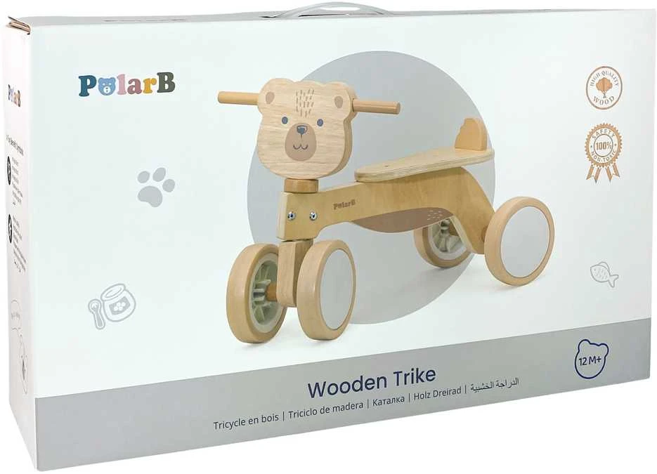 Viga Toys Medinis triratukas Rudas meškiukas su minkštais ratukais VIGA PolarB