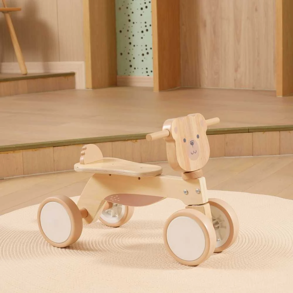 Viga Toys Medinis triratukas Rudas meškiukas su minkštais ratukais VIGA PolarB