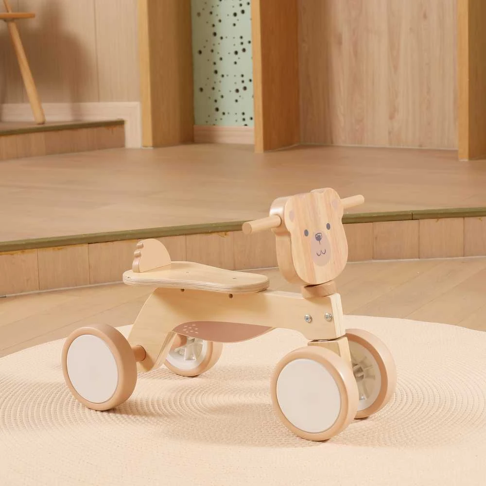 Viga Toys Medinis triratukas Rudas meškiukas su minkštais ratukais VIGA PolarB