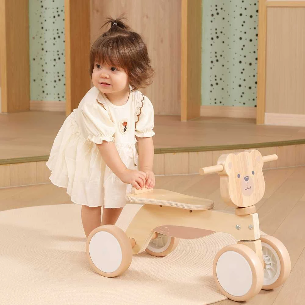 Viga Toys Medinis triratukas Rudas meškiukas su minkštais ratukais VIGA PolarB